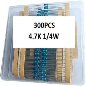 4.7k 1/4W, 4.7k 1/4W, 4.7k ohm, 4.7k 1/4W, 4.7kresistor, 4.7k ohm resistor, 4.7k ohm Metal resistor, 4.7k Metal Film resistors 1/4w(0.25w) 1% tolerance 0.01 MF Metal Film Fixed Resistor 300 pcs