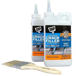 DAP Concrete Crack Filler Powder Kit, Pack of 2-1.62 lbs Containers, 1 - Brush (2in), Sidewalk, Basement, Patio, Sidewalk, and Driveway Crack Filler(Gray)