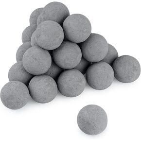 Stanbroil 2 inch Ceramic Fire Balls, Set of 25 Round Fireballs, Modern Accessory for Indoor or Outdoor Fire Pits Fire Bowl and Fireplace, Gray