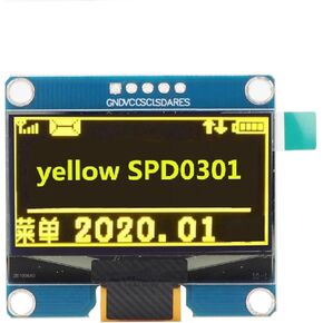 Jadeshay 1.54" IPS OLED Display Module, SPI I2C Interface, Lightweight 128x64 Resolution Screen for DIY Electronics (Yellow)