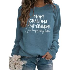 Womens Great Grandma Sweatshirt Fleece Lined Crewneck Long Sleeve Nana Gift Inspirational Saying Tops