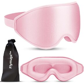 FlyHugz® 3D Travel & Home Sleep Mask | Ultra-Soft, 100% Light-Blocking Eye Mask for Deeper Sleep | Zero Eye Pressure, Adjustable Strap with Nose Bridge Design | Perfect for Travel and Insomnia