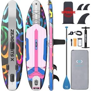 ZLX 10'6" x 33" Inflatable Stand Up Paddle Board SUP Board for All Skill Levels Youth & Adults Wide Stable Non-Slip Deck, Adjustable Paddle, Leash and Carry Bag