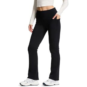 Yogipace Women's CozyWarmth Petite/Regular/Tall High Rise Fleece Lined Bootcut Pants Thermal Flare Leggings with Side Pockets