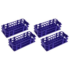PATIKIL 40 Holes Test Tube Rack, 4Pcs 20mm Square Hole Plastic Detachable Test Tube Holder Stand Suitable for Less Than 20mm Dia Tube for Laboratory Scientific Experiments, Blue