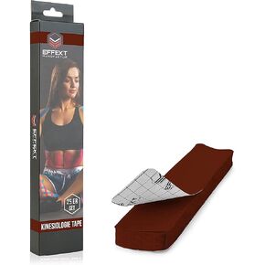Effekt Pre Cut Kinesiology Tapes Waterproof (25 cm x 5 cm), 25 Strips - Elastic Physio Tape for Muscle Support and Injury Recovery, Medical Tape, Breathable Sports Tape (Red)