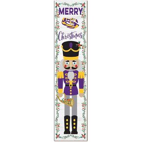 KH Sports Fan LSU Tigers Nutcracker Porch Leaner, 11x46 Inches, Tigers Outdoor Christmas Sign; Display Some Holiday Cheer with This LSU Fighting Tigers Nutcracker Sign