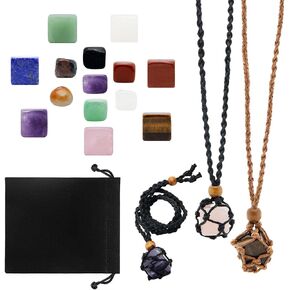 كنانا 16 قطعة من حاملات القلائد الكريستالية ومجموعة حجر الكريستال - قفص كريستالي قابل للتعديل مع أحجار كريستال شقرا، بلورات شفاء لليوجا والتأمل وديكورات المنزل in Kuwait