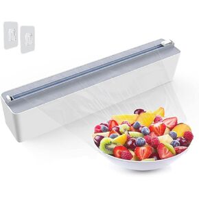 Foil Plastic Wrap Dispenser with Slide Cutter, Reusable Aluminum Tin Foil and Cling Film Organizer with Magnetic Bottom, Adjustable Refillable Drawers Dispenser Storage Holder (Dispenser)
