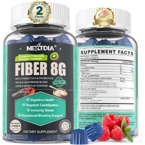 Digestive Health 8G Prebiotic & Probiotic Fiber Gummies for Adults,Sugar Free Fiber Supplement with Digestive Enzymes & Mushroom Blends,Psyllium Husk,Guar Gum,Inulin to Support Gut Health