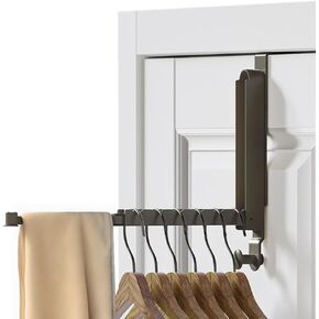 Over The Door Hooks Hanger, Foldable Over Door Clothes Drying Laundry, Over Door Towel Racks with 6 Groves, Extendable Hanger for Bedroom Bathroom Door Hanger 2 Pack (2, Space Gray)