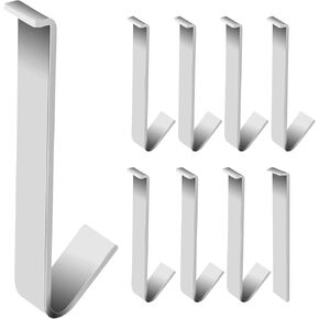 8PCS Siding Hooks Door Hooks Plastic Siding Hooks Vinyl Side Panels Hooks Stainless Steel Outdoor Trim Seamless Hooks No Drill Hook for Hanging Outside Home or Holiday Decor (Silver)