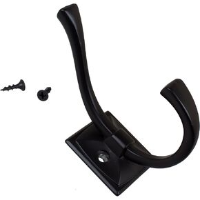 GlideRite Hardware 7602-MB-10 4-1/4 inch Decorative Flared Double-Prong Coat Hooks 10 Pack, Matte Black Finish