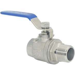 1 قطعة صمام كروي كامل المنفذ 1 بوصة - خيط ذكر NPT (MNPT) X أنثى NPT (FNPT) مع مفتاح مقبض طويل، فولاذ مقاوم للصدأ 304 للمياه والنفط والغاز، 1000WOG