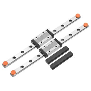 uxcell 2pcs MGN9 200mm Linear Guide Rail with 2pcs MGN9H Sliding Carriage Block Bearing Steel and 2pcs Plastic Mini MGN12 Linear Guide for DIY 3D Printers and CNC Machine, Silver