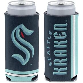WinCraft NHL Seattle Kraken Slim Can Cooler, 1-Pack, (Foldable, 2-Sided Design)