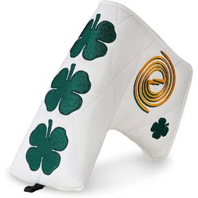 Golf Putter Headcover, Four-Leaf Clover Putter Cover Blade Putter Cover Mallet, White