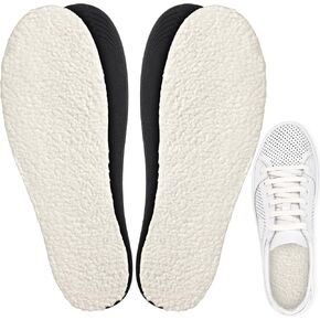 3 Pairs Wool Shoe Insoles for Cold Weather Fluffy Fleece Shoes Insert Liner Inner Unisex No Show Socks All Size Warm Imitation Wool Insoles