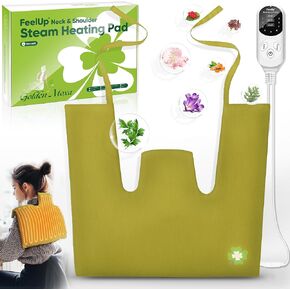 Feelup Heating Pad for Neck and Shoulder Pain Relief, Electric Heating Pad with Moxibustion Therapy, 9 Heat Settings, 3 Timers, Auto Off, Gifts for Women Men, Green