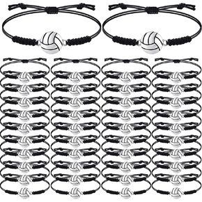 MTLEE 40 Pieces Volleyball Charm Bracelets Adjustable Volleyball Braided Bracelets Cord Volleyball Player Gifts Rope Bracelet Ideal Souvenir for Women Men Sport Team Players