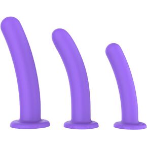 3-Pack Silicone Pelvic Floor Muscle Dilator Trainer Set for Women s, Pelvic Wand Massager，Pelvic Floor Muscle Trainer, Pelvic Floor Strengthening Device Include Storage Bag, Purple