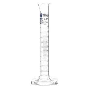 Eisco Labs - 10mL Measuring Cylinder - Tolerance ±0.10mL - Class A Graduated Cylinder - Calibrated TC - Hexagonal Base - Blue Graduations - Batch Work Certificate QR Code - Boro 3.3 Glass