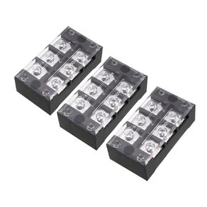 3 Positions Dual Rows 600V 45A Terminal Strip Blocks Barrier Screws (with Cover), [for Wires Connecting, Electronic Circuits] - 3 Pack/Black/TB-4503L