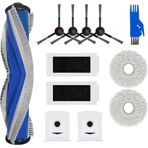 12 Piece Replacement Kit Compatible with Ecovacs Deebot T30 Omni / T30 PRO Omni Robot Vacuum Cleaner, 1 Main Brush, 2 Filters, 4 Side Brushes, 2 Mop Cloth, 2 Dust Bags, 1 Cleaning Brush