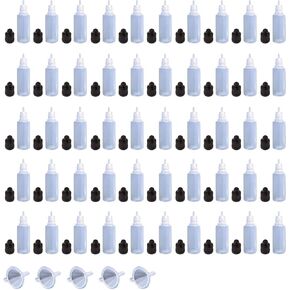 50X LDPE Plastic Thin Tip Dropper Bottles 15ml Small Empty Squeeze Dropper Bottles, Included 5x Mini Funnel Set
