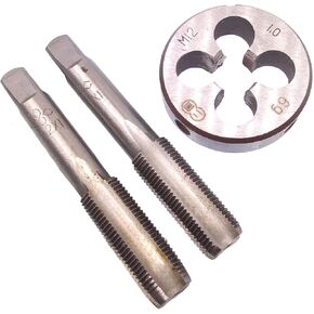 Yodaoke HSS M12 x 1mm Taper and Plug Tap and M12 x 1mm Die Metric Thread Right Hand