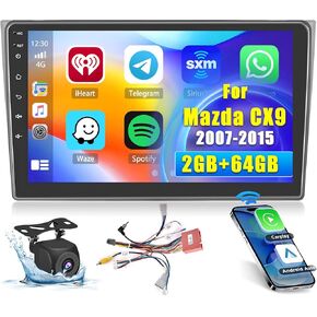 for Mazda CX9 2007-2015 Radio, 8 Core 4+64GB Android 13 Car Stereo 10.1 Inch IPS Touchscreen Car Radio with Wireless Apple Carplay Android Auto 59UI GPS WiFi 32EQ DSP Backup Camrea