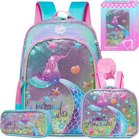 حقيبة ظهر Meetbelify اللطيفة للفتيات حقائب ظهر مدرسية على شكل قطة وردية للأطفال حقيبة كتب مزينة بالترتر حزمة هدايا لطلاب رياض الأطفال الابتدائية مع علبة غداء مقلمة للفتيات بعمر 5-12 عامًا in Kuwait