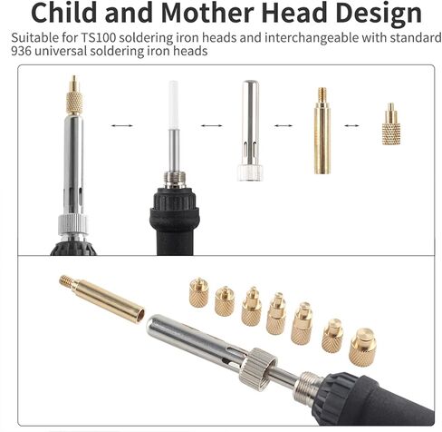 3D Printer Accessories - Heat Set Insert Tool TS101/TS100/936 Soldering Iron Adapter Replacement M2 to M8 Hot Melt Brass Knurled Nut Embedded Insertion Tip Adapter Kit (Heat Set Insert Tool) in Saudi Arabia