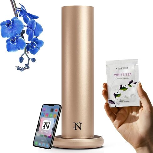 Dynamo Essential Oil Diffuser for Home with Fragrance Sample, App & Manual Control, Cold-Air Scent Diffusers for Home,Large Room, Hotel Scent Diffuser up to 1000sq.ft. Gold, Aroma Diffusers in Kuwait