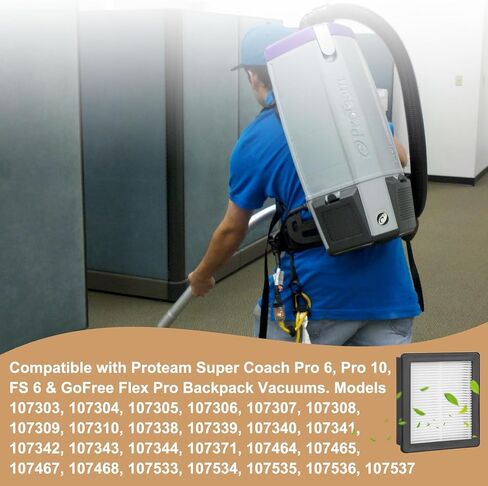 4 عبوات 107315 فلتر HEPA مناسب لـ ProTeam Super Coach Pro 6، Pro 10، FS 6، GoFree Flex Pro، 107303، 107304، 107305، 107306، 107307، 107308 in Kuwait