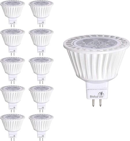 5 عبوات Bioluz LED MR16 50W هالوجين مكافئ عكس الضوء 7W 3000K 12v UL مدرج in Kuwait