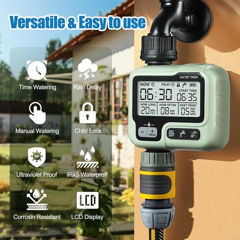 CROSOFMI Watering Timer,Sprinkler Timer Programmable Garden Outdoor Hose Faucet Timer with Rain Delay/Manual/Automatic Watering System,Waterproof Digital Irrigation Timer System for Lawns,1 Outlet in Saudi Arabia