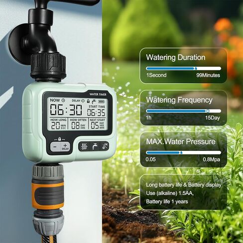 CROSOFMI Watering Timer,Sprinkler Timer Programmable Garden Outdoor Hose Faucet Timer with Rain Delay/Manual/Automatic Watering System,Waterproof Digital Irrigation Timer System for Lawns,1 Outlet in Saudi Arabia