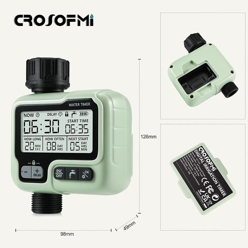 CROSOFMI Watering Timer,Sprinkler Timer Programmable Garden Outdoor Hose Faucet Timer with Rain Delay/Manual/Automatic Watering System,Waterproof Digital Irrigation Timer System for Lawns,1 Outlet in Saudi Arabia