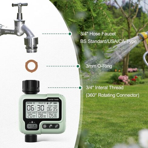 CROSOFMI Watering Timer,Sprinkler Timer Programmable Garden Outdoor Hose Faucet Timer with Rain Delay/Manual/Automatic Watering System,Waterproof Digital Irrigation Timer System for Lawns,1 Outlet in Saudi Arabia