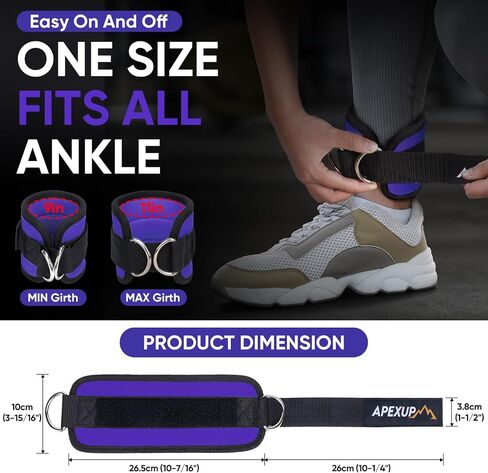 APEXUP Ankle Strap for Cable Machine, Ankle Resistance Bands, Cable Kick Back Ankle Straps for Gym, Glute Workouts, Leg Extensions, Adjustable Straps with Neoprene Padding in Saudi Arabia