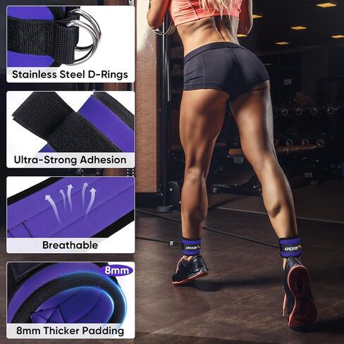 APEXUP Ankle Strap for Cable Machine, Ankle Resistance Bands, Cable Kick Back Ankle Straps for Gym, Glute Workouts, Leg Extensions, Adjustable Straps with Neoprene Padding in Saudi Arabia