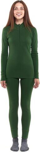 Merino.tech Merino Wool Base Layer Womens Set - Midweight Merino Wool Half Zip Sweater and Bottom in Saudi Arabia