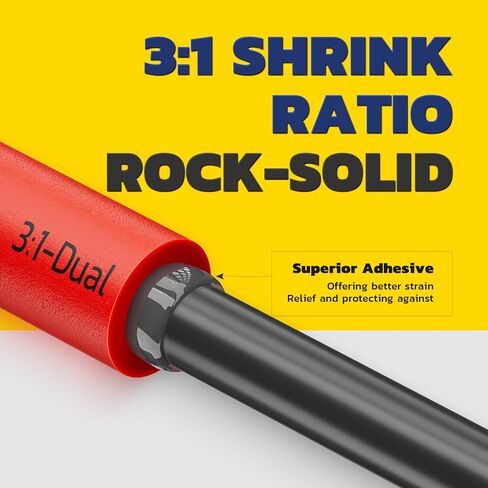 haisstronica 220pcs 3:1 Heat Shrink Tubing, Adhesive Lined Marine Grade Heat Shrink Tube - 1.75" Length 6Size Perfect for Home,Automotive,and Industrial, 1/8"-3/4" (Black/Red) in Kuwait