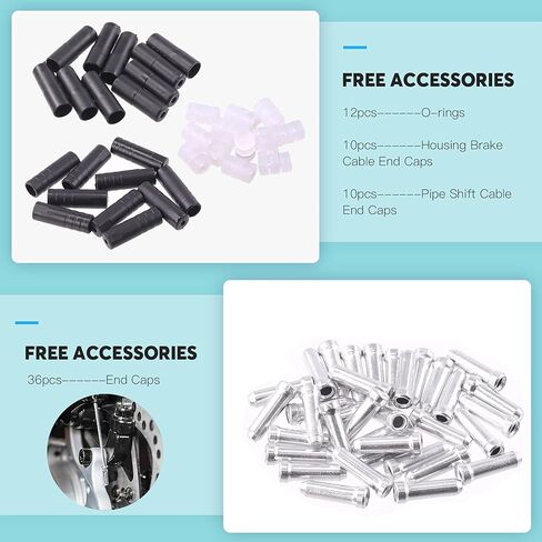 81 قطعة كابل تحويل كابل فرامل الدراجة مع قاطع كابل، خط فرامل سلك كابل تروس الدراجة، مجموعة كاملة لكابل فرامل الدراجة للدراجات الجبلية، دراجة الطريق in Kuwait