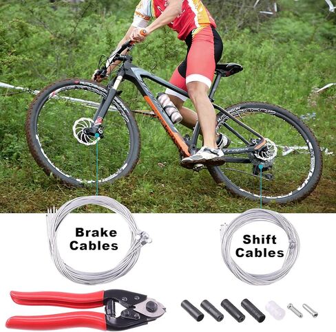 81 قطعة كابل تحويل كابل فرامل الدراجة مع قاطع كابل، خط فرامل سلك كابل تروس الدراجة، مجموعة كاملة لكابل فرامل الدراجة للدراجات الجبلية، دراجة الطريق in Kuwait