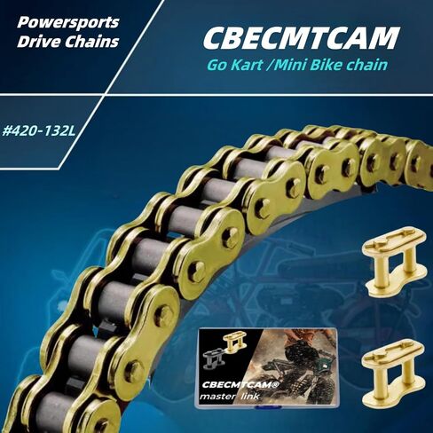 420 Chain 132 Links for 212cc Go Kart Mini Bike 50-125cc SSR TaoTao Coolster Apollo Baja Kazuma Chinese ATV 4 Wheeler Quad Pit Dirt Bike (1, Gold, 132L) in Saudi Arabia