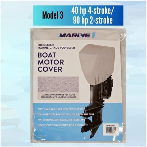 Marine1 Outboard Motor Cover - 600D Weather Resistant Boat Motor Cover – Fits 10 HP to 25 HP Motors, Gray in Saudi Arabia