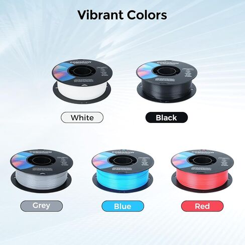 Comgrow PLA 3D Printer Filament, Durable and Stronger 3D Printer PLA Filament 1.75mm Fit Most 3D Printers, Dimensional Accuracy +/- 0.02 mm, 2LBS Spool PLA White Black in Kuwait