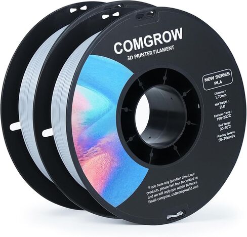 Comgrow PLA 3D Printer Filament, Durable and Stronger 3D Printer PLA Filament 1.75mm Fit Most 3D Printers, Dimensional Accuracy +/- 0.02 mm, 2LBS Spool PLA White Black in Kuwait